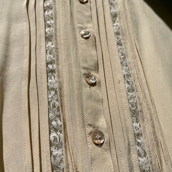 1980's Champagne Silk Barnaby Rippit Dress - Picture 3 of 6